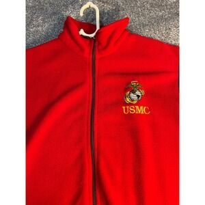 AKWA Classic Mens Red USMC Fleece Vest Full Zip Marine Corps Made in USA Large